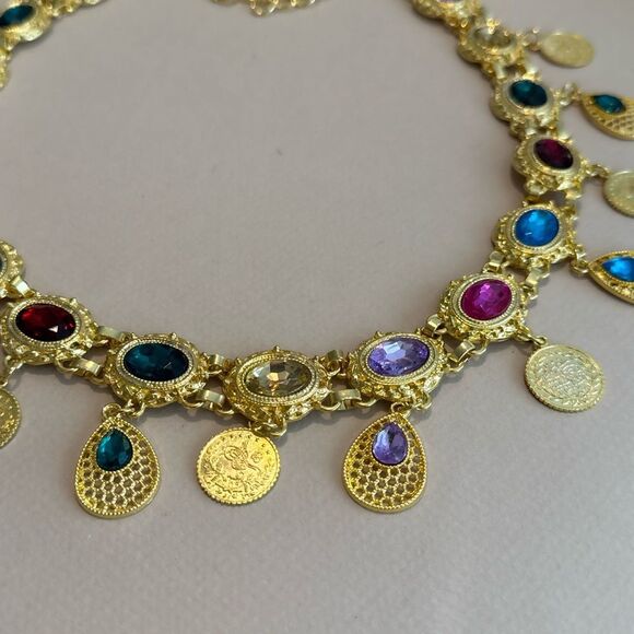 Anthropologie Gold Multicolor Gemstone Belt - Picture 3 of 3